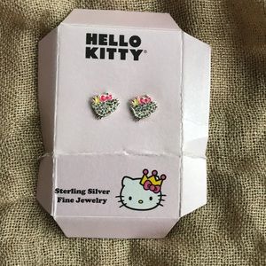 Hello Kitty crystal earrings In sterling silver